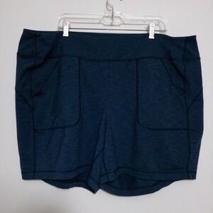 Duluth Trading NoGA Stretch Shorts Womens 3X Heathered Blue Athletic Nylon Blend